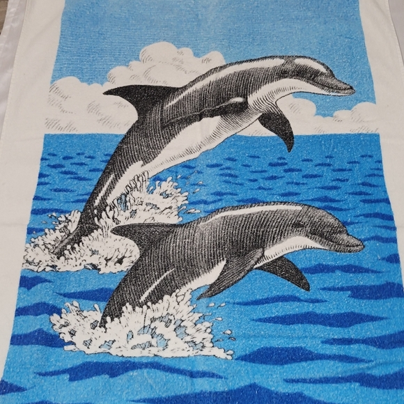 Vintage Ocean Spray beach towel Dolphins center for Marine Conservation - Picture 4 of 9
